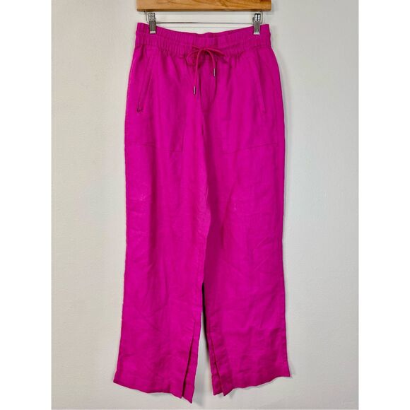 Athleta Retreat 100% Linen Wide Leg Pants Iceland Pink Travel Resort Coastal Wom - Picture 4 of 13